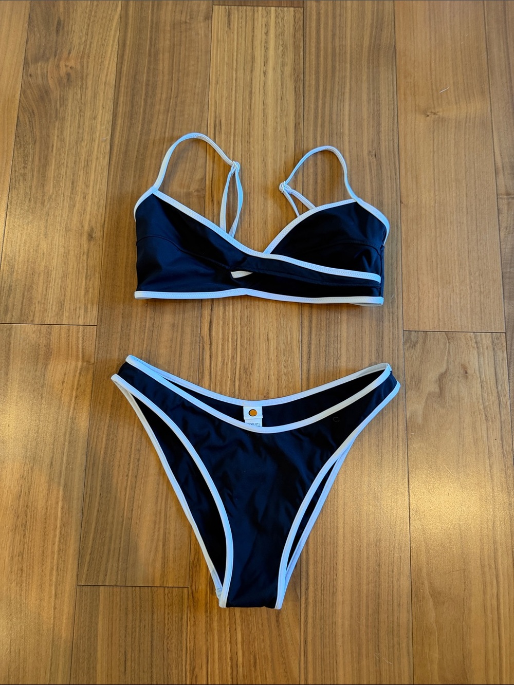 Contrast Trim Black Bikini Set - Women's Swim